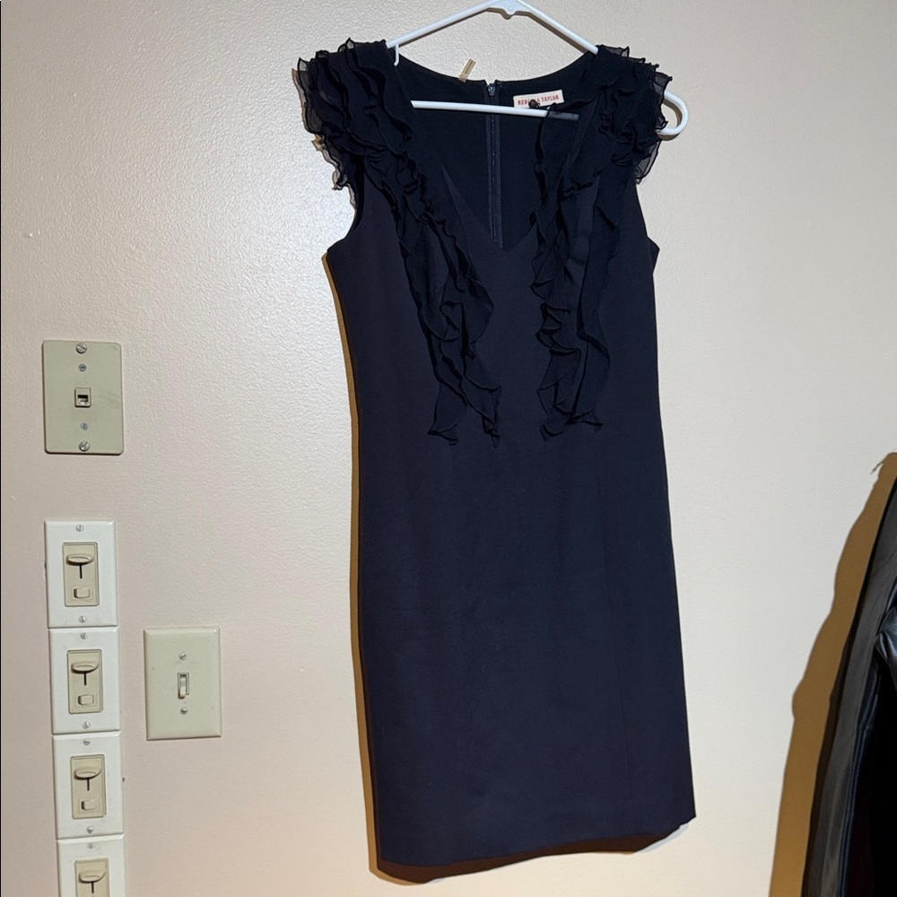 Rebecca Taylor Navy Ruffle Mini Dress
